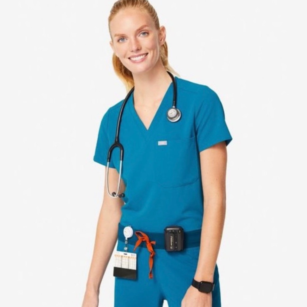Figs Alps Blue Catarina scrub Top